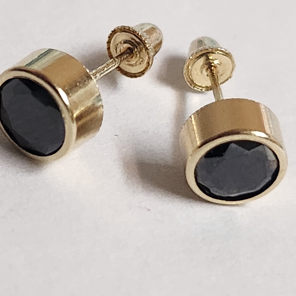 Gold and Black Stud Earrings